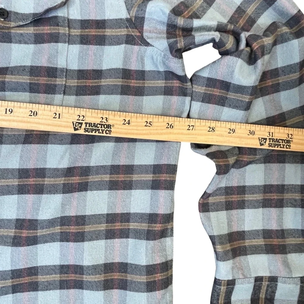 The North Face Mens XXL Blue Plaid Flannel Long Sleeve Button Down Shirt Logo